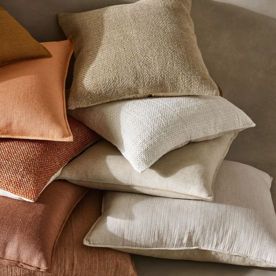 Two Tone Chunky Linen Cushion Cover West Elm Australia